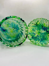 Load image into Gallery viewer, Neon Green and Blue Alcohol Ink Resin Trinket Box
