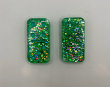 Load image into Gallery viewer, Glitter Teal Resin Domino Set
