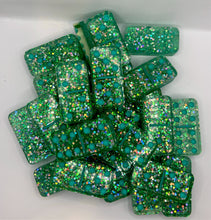 Load image into Gallery viewer, Glitter Teal Resin Domino Set
