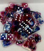 Load image into Gallery viewer, Blue, Magenta, and White Alcohol Ink Resin Dominos
