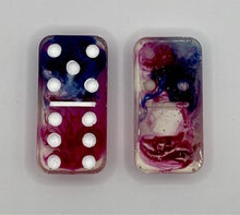 Load image into Gallery viewer, Blue, Magenta, and White Alcohol Ink Resin Dominos
