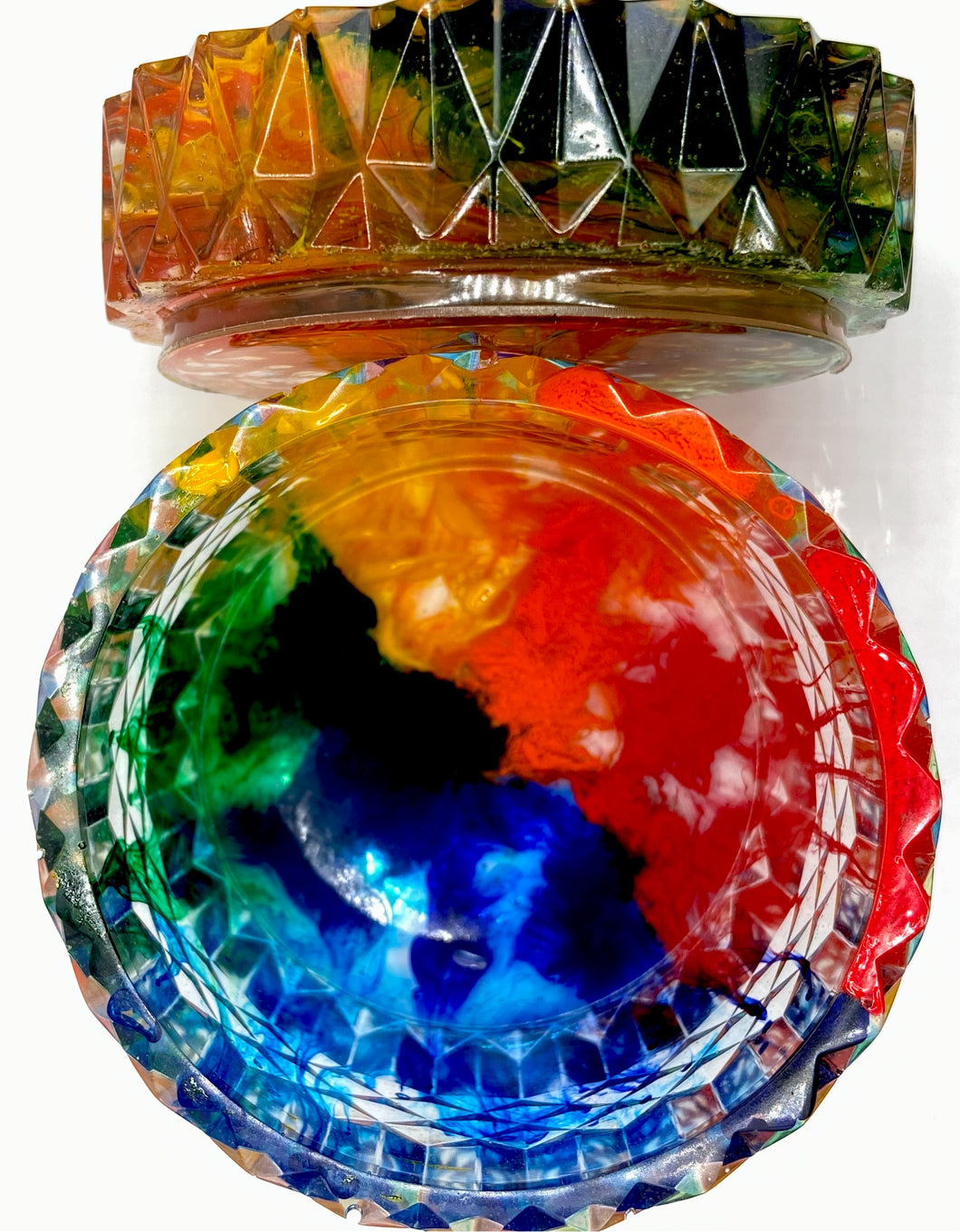 ROYGBV Alcohol Ink Resin Trinket Box