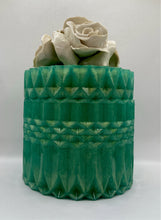 Load image into Gallery viewer, Mica Teal Powder Resin Trinket Box with Handmade Porcelain Roses
